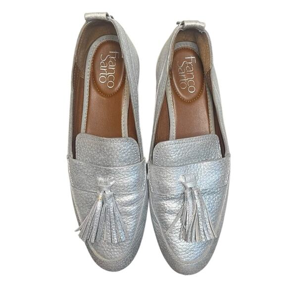 FRANCO SARTO Bisma Metallic Silver Loafers with‎ Tassels Women's Size 7.5 - Picture 1 of 9